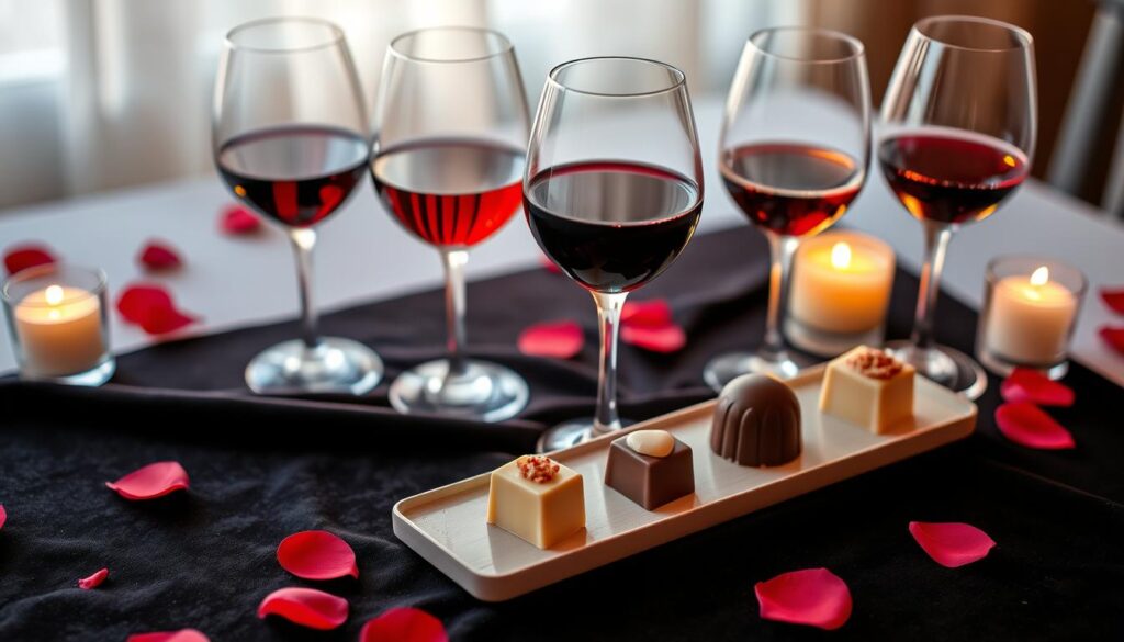 romantic wine and chocolate