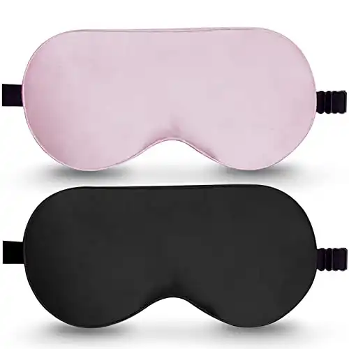 BeeVines Sleep Mask, 2 Pack 100% Real Natural Pure Silk, Adjustable Strap