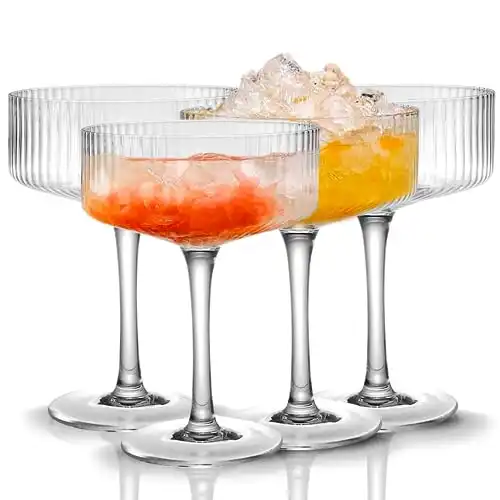 10 oz Vintage Cocktail Coupe Glasses Set, 4 Pcs