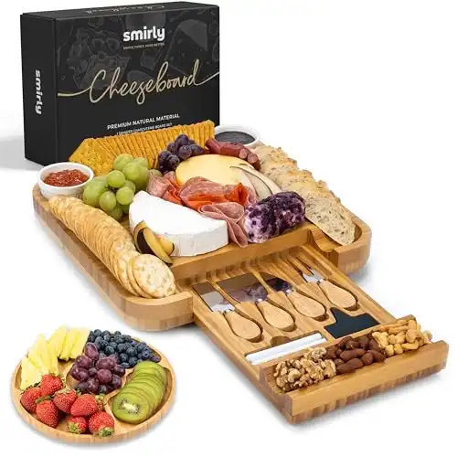 Charcuterie Boards Gift Set: Bamboo Cheese Board Set