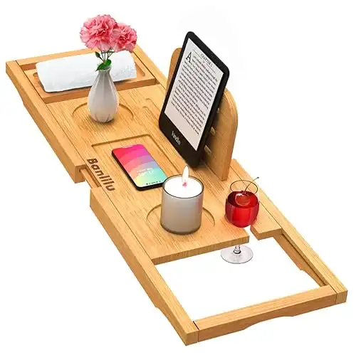 Premium Bamboo Bathtub Tray Caddy